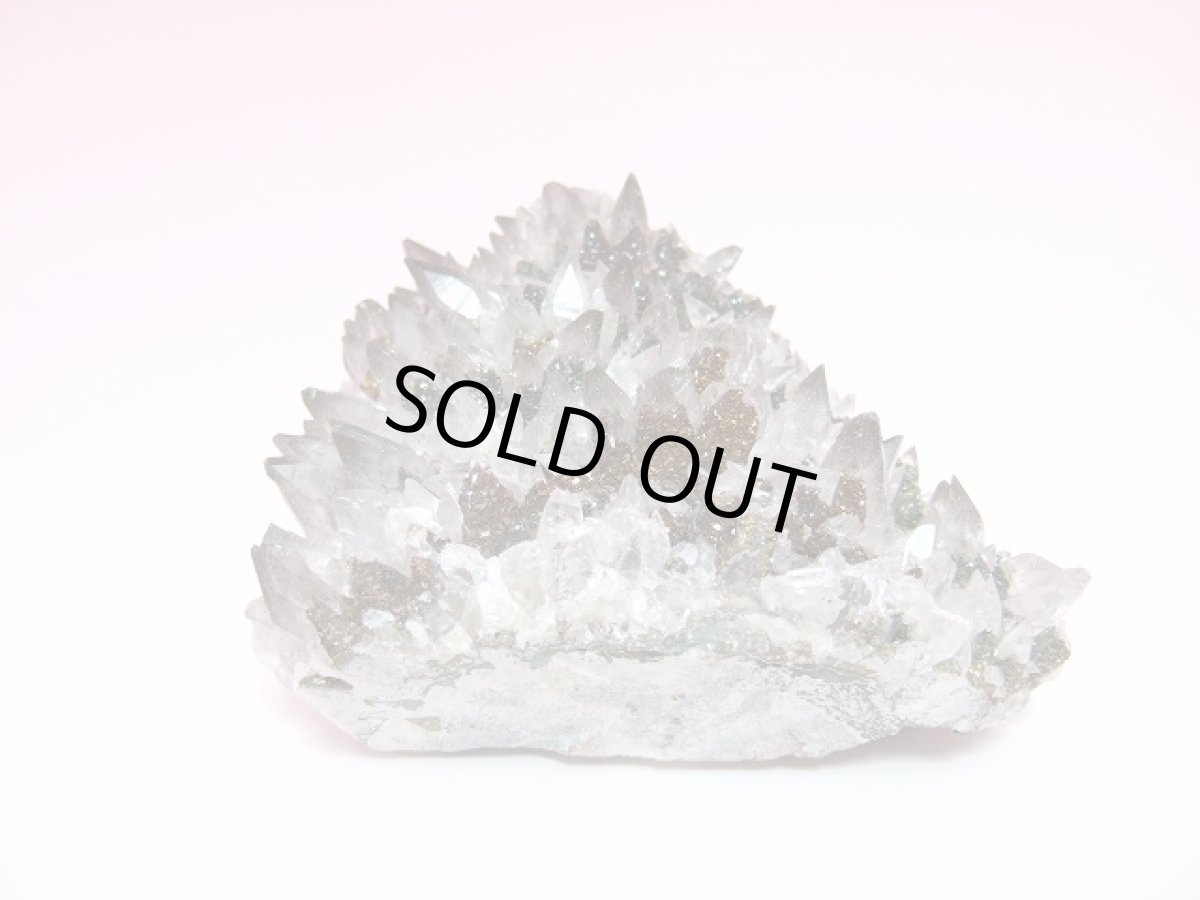 画像5: カルサイト犬牙状クラスター(レインボーキャルコパイライト付着) (5)